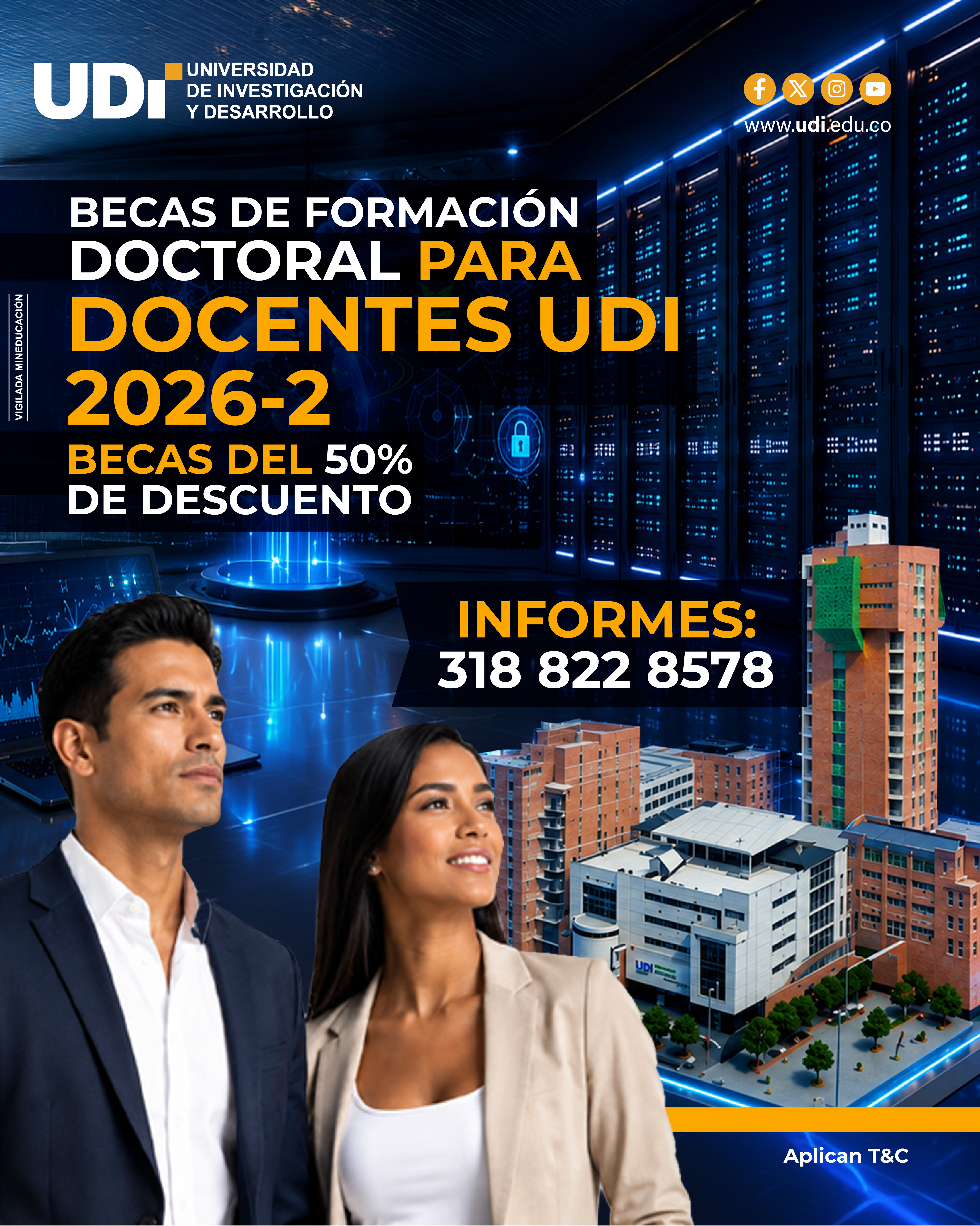 Noticia UDI: BECAS DE FORMACIÓN DOCTORAL PARA DOCENTES UDI 2026-2 BECAS DEL 50% DE DESCUENTO