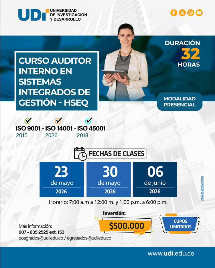 Noticia UDI: Curso Auditor Interno en Sistemas Integrados de Gestión - HSEQ.